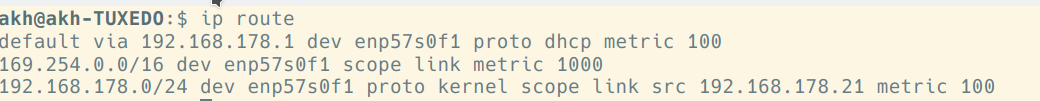 Linux cmd ip route show