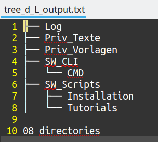 Linux cmd tree -d -L 2 output.txt